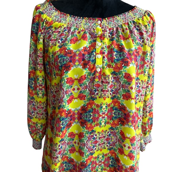 Casion Multicolor Floral 3/4 Sleeve Blouse Medium - Picture 1 of 5